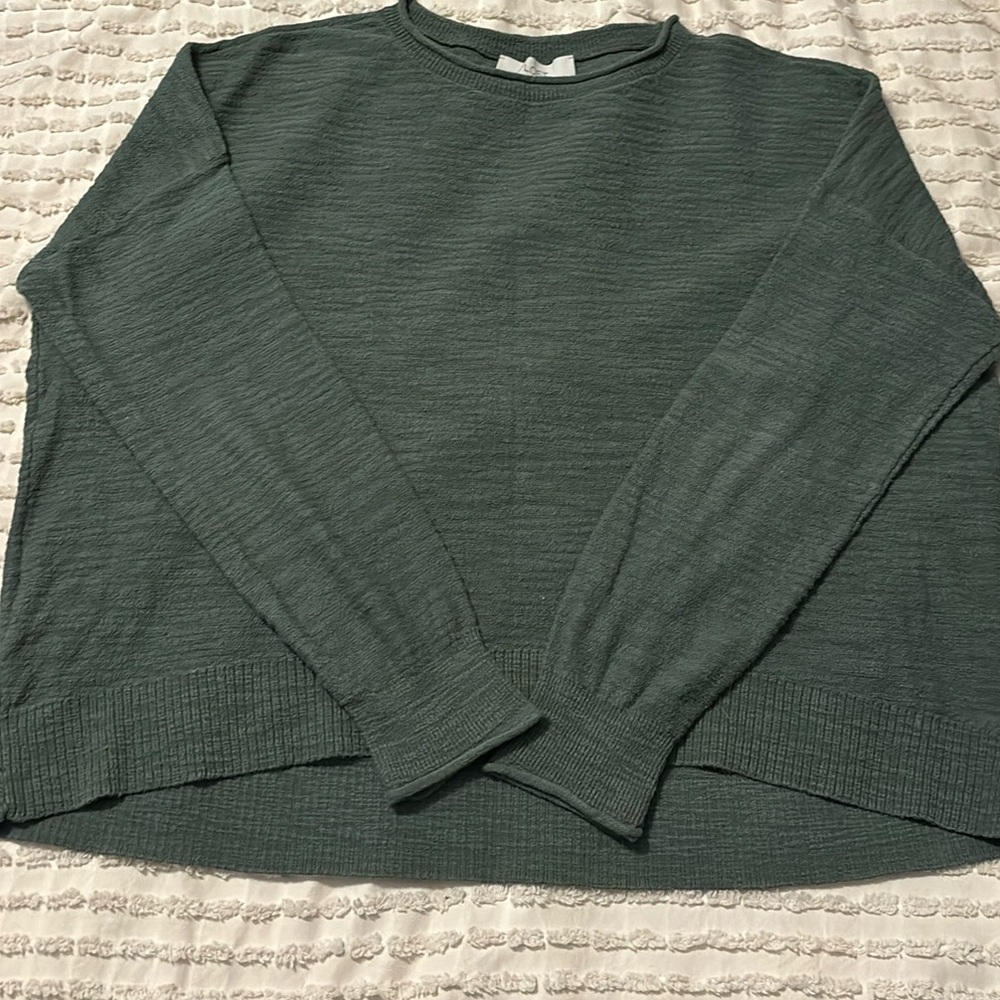 Loft Green Sweater. Cropped.